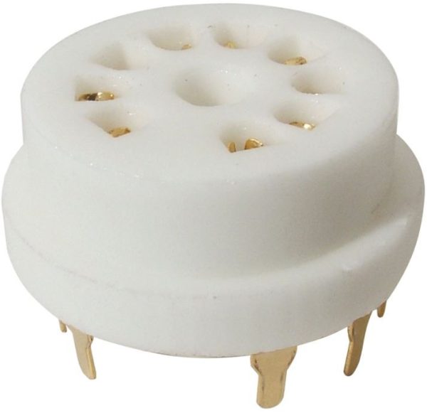 Socket 9 pin Ceramic . PC mount. Gold Pins
